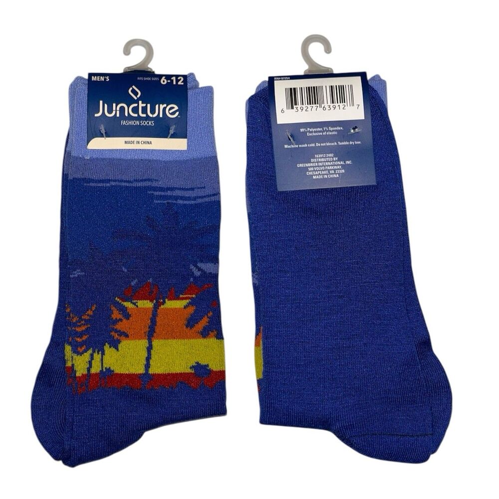 1x Juncture Mens Crew Socks Sunset Size 6-12